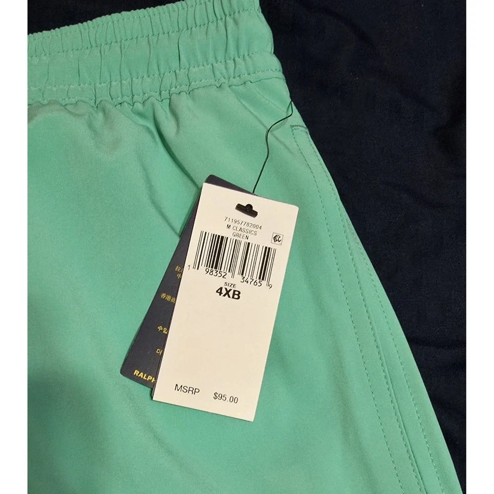 Polo Ralph Lauren Aqua Green Pink Stretch Swim Trunks Board Short Men's Size 4XB
